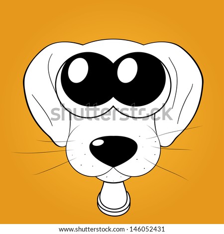 Cartoon cute puppy (dog) with big eyes, vector - stock vector