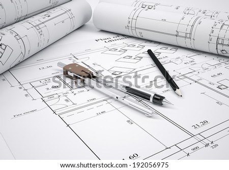 Architectural Blueprints Stock Photo 373686586 - Shutterstock