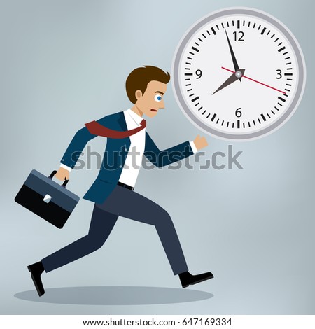 Business Mam Running Hurry Up Flat Stock Vector 647169334 - Shutterstock