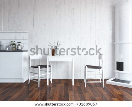 White Kitchen Room Interior Scandinavian Interior Stock Illustration ... White Kitchen Room Interior Scandinavian Interior Stock Illustration ...