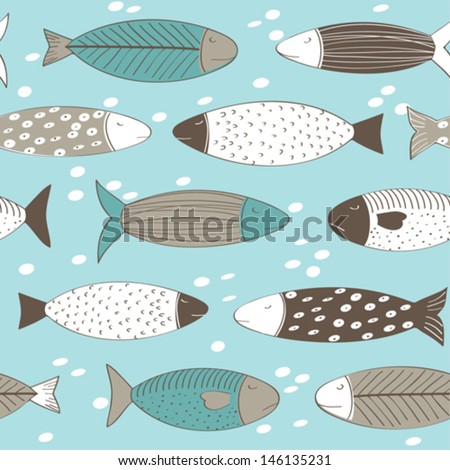 Fish Seamless Background Stock Vector 146135231 - Shutterstock