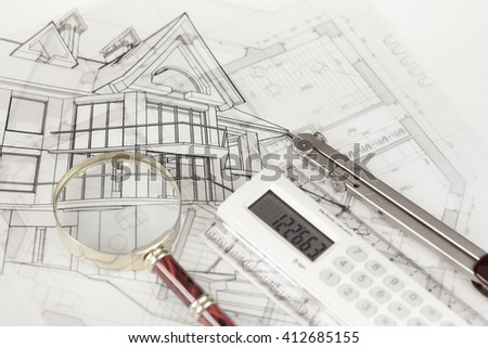 Architecture Blueprints House 3d house on design sketches blueprints stock illustration Architecture Blueprints House 3d house on design sketches blueprints stock illustration