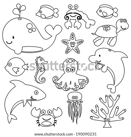 Sea Life Line Art Stock Photos, Images, & Pictures | Shutterstock