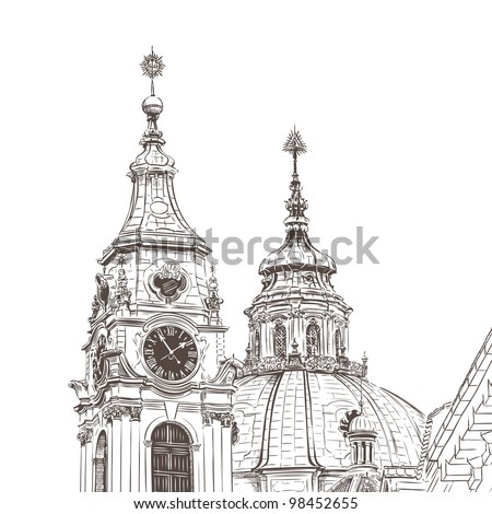 Vector Drawing Church Our Lady Before Stock Vector 224853082 - Shutterstock