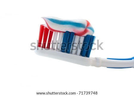 Toothbrush Red White Blue Toothpaste Isolated Stock Photo (Edit Now ...