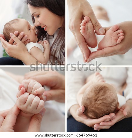Young mother holding her newborn child mom nursing baby woman and new born boy Young mother holding her newborn child mom nursing baby woman and new born boy
