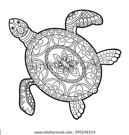 Sea Turtle Black White Stock Vector 390248314 - Shutterstock