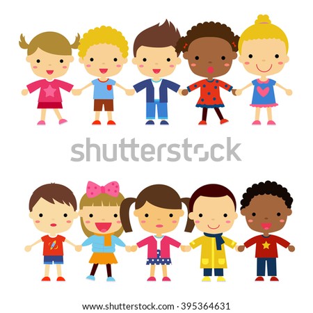 Cartoon Cute Children Holding Hands Stock Vector 80779351 - Shutterstock