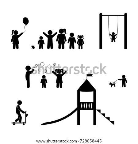 Children Playing Playground Park Outdoor Stick Stock Illustration ...