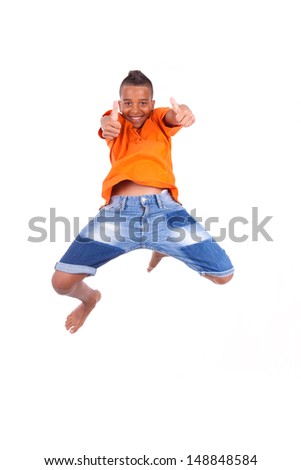 Portrait Cute Teenage Black Boy Jumping Stock Photo (Edit Now ...