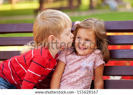 Kids Love Concept Boy Kissing Girl Stock Photo 155628167 - Shutterstock