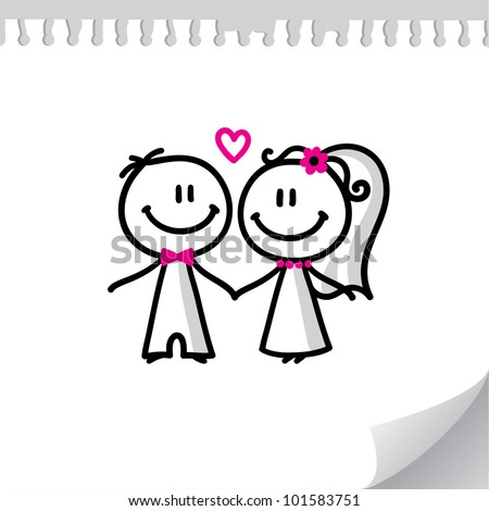 Cartoon Wedding Couple Stock Images Royalty Free Vectors Realistic Paper