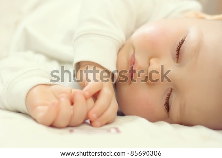 close-up portrait of a beautiful sleeping baby
