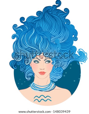 Illustration Aquarius Astrological Sign Beautiful Girl Stock Vector ...