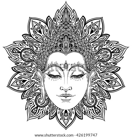 Download Buddha Face Over Ornate Mandala Round Stock Vector ...