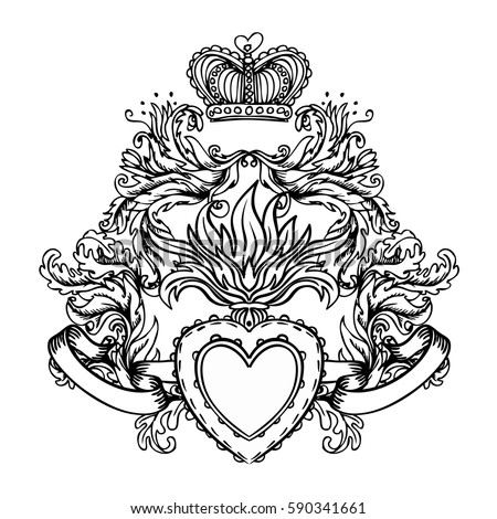 sacred heart jesus baroque ribbons vector stock vector 590341661 sacred heart jesus baroque ribbons vector stock vector 590341661