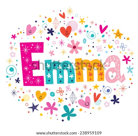 Emma female name decorative lettering type design - stock vector