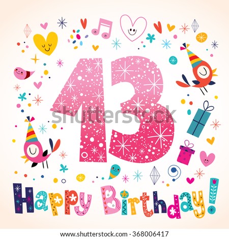 Happy Birthday 13 Years Kids Greeting Stock Vector 368006417 Card