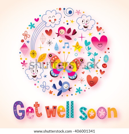 Get Well Soon Greeting Card Stock Illustration 406001341 - Shutterstock