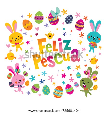 Feliz Pascua Happy Easter Spanish Greeting Stock Vector ...