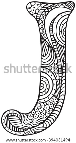 Download Hand Drawn Capital Letter J Black Stock Vector 394031494 ...
