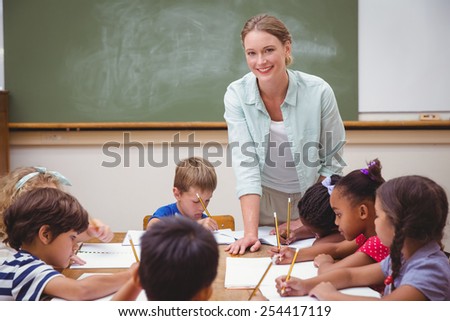 Interaction Between Male Teacher Children Funny Stock Photo 68148946 ...