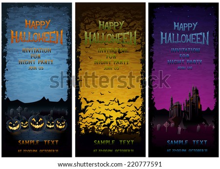 Halloween party ivitations, EPS 10 contains transparency.