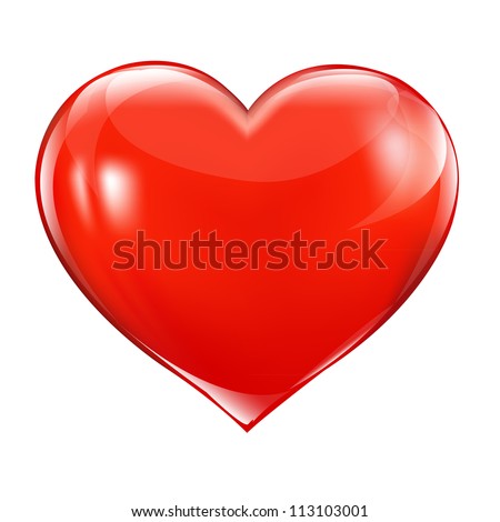 Big Red Heart, Isolated On White Background, Vector Illustration
