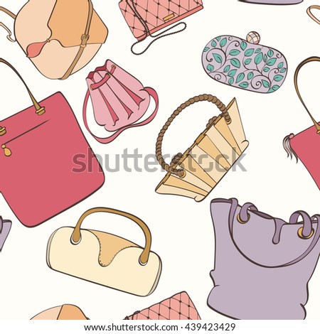 Fashion Woman Handbags Seamless Pattern Stock Vector 325459436 ...