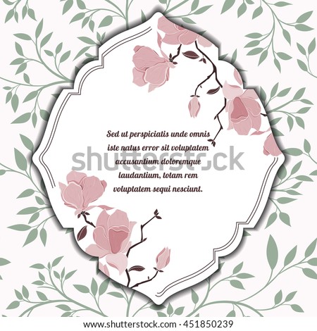 Floral card can be used for holiday cards, shop invitation, postcard or website banner. Flower natural bright invitation. Summer design. Flower concept.