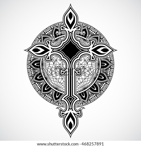 Download Silhouette Cross Ornamental Circle Mandala Background ...