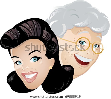 mother and daughter cartoon