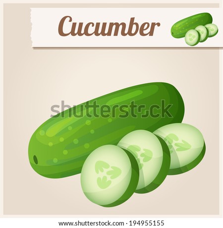 Cucumber. Detailed Vector Icon. Series of food and drink and ingredients for cooking.