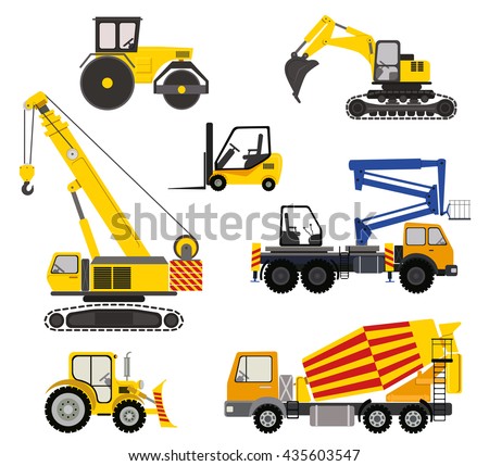 Cartoon Road Machinery Illustration Flat Vector Stock Vector 435603547 ...