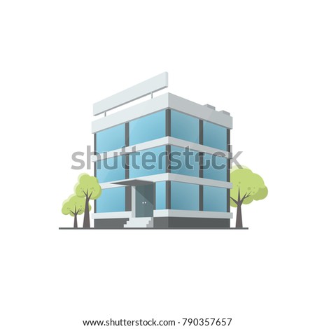 Office Building Cartoon Style Illustration Isolated Stock Vector ...