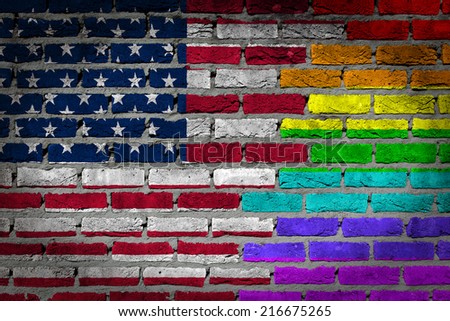 Painted gay flag and symbol Painted gay flag and symbol