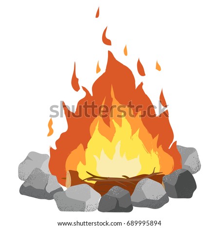 Campfire Clip Art Illustration On White Stock Vector 689995894