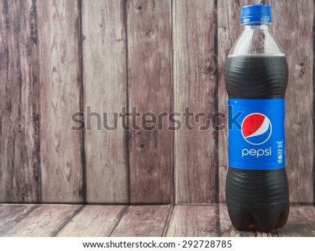 PUTRAJAYA, MALAYSIA - 2ND JULY, 2015. Pepsi soft drink. Pepsi is a carbonated soft drink produced and manufactured by PepsiCo Inc. an American multinational food and beverage company.
