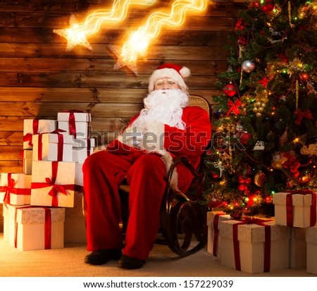 Authentic Santa Claus Sitting Large Green Stock Photo 14938654 ...