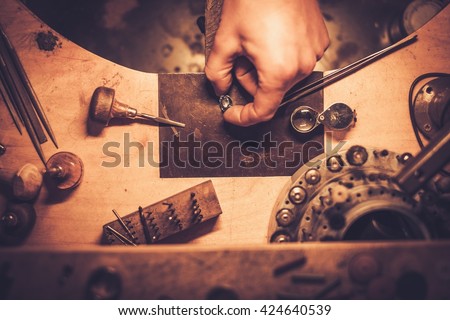 Desktop for craft jewellery making with professional tools.