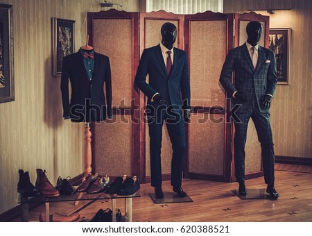Custom made shoes and suits in tailor studio