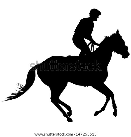 Silhouette of a jockey exercising his horse - stock vector