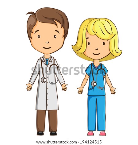 Coloring Book Cartoon Doctor Nurse Stock Vector 221772538 - Shutterstock