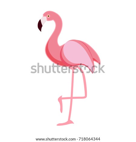 Cute Pink Flamingo Icon Vector Illustration Stock Vector 718064344