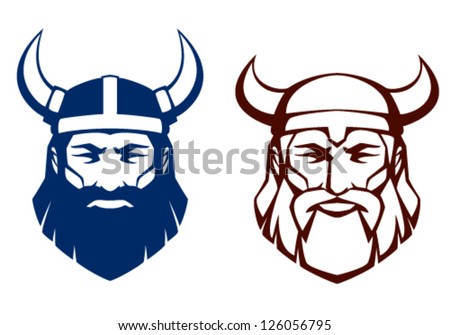 stock vector line illustration of an ancient viking warrior suitable as tattoo or team mascot 126056795