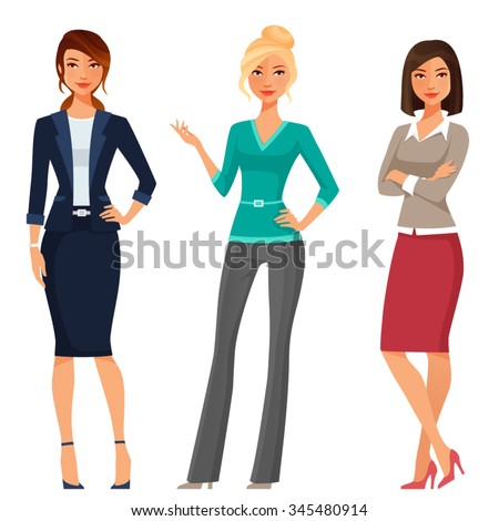 Young Women Elegant Office Clothes Stock Vector 345480914 - Shutterstock