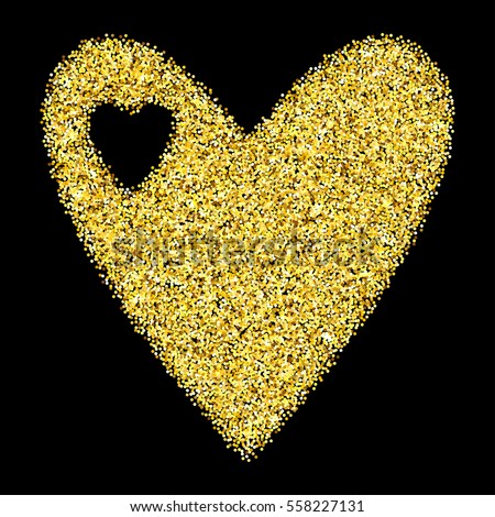 stock vector gold glitter heart isolated over black background happy valentines day golden glamour design 558227131