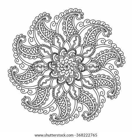 Henna Mehndi Doodles Abstract Floral Paisley Stock Vector 92278453 ...