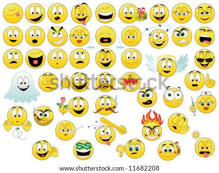 Emoticon Emoji Set Icon Design Flat Stock Vector 497158792 - Shutterstock