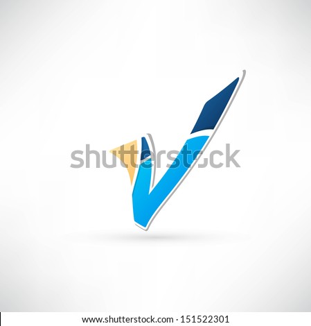 Abstract icon based on the letter V - stock vector